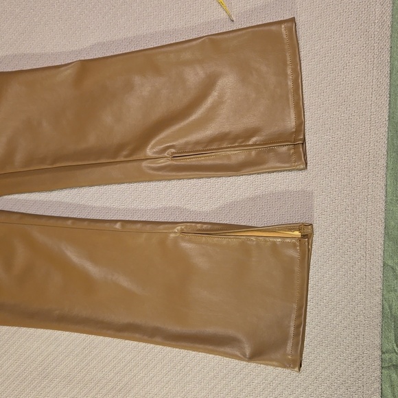 Women's faux leather pull-on pants - light brown, size US 4-6 - Picture 8 of 10